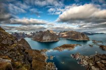 Blick vom Berg Reinebringen, Moskenes, Lofoten, Nordland, Norwegen — Stockfoto