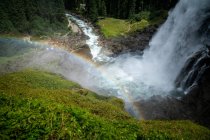 Rainbow over Krimml Waterfalls, High Tauern National Park, Salzburgo, Áustria — Fotografia de Stock