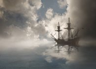 Galleon sailing in ocean, сша — стоковое фото