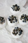 Павловские десерты с черникой и ежевикой — стоковое фото