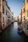 Boat moored in a canal, Venice, Veneto, Italy — Stock Photo