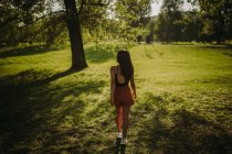 Девочка, гуляющая в парке в летний день, Сербия — стоковое фото