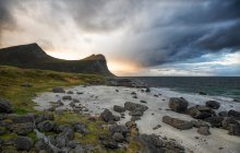 Spiaggia, Myrland, Lofoten, Nordland — Foto stock