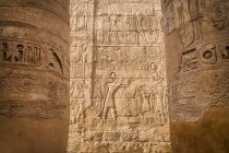 Close-up of wall carvings, Great Hypostyle Hall, Karnak Temple, Karnak, Luxor, Egypt — Stock Photo