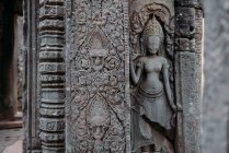 Nahaufnahme von Schnitzereien, Angkor Wat, Siem Reap, Kambodscha — Stockfoto