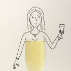 Концептуальная женщина пьет бокал шампанского — стоковое фото