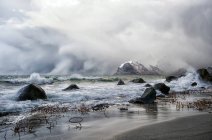 Polarer Tiefdruck, Myrland, Flakstad, Lofoten, Nordland, Norwegen — Stockfoto