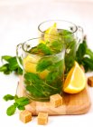 Two cups of Mint tea with lemon — Stock Photo
