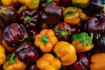 Pile of fresh raw bell peppers, close view — Stock Photo