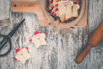 Vista aérea de Santa y galletas de reno - foto de stock