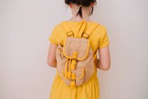Вид ззаду дівчини в рюкзаку — стокове фото