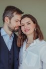 Portrait of beautiful couple standing next to each other — Stock Photo