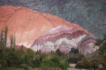 Colpo scenico di montagne rocciose rosse e foresta — Foto stock