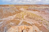 Vue sud-ouest du sentier Billings Gap sur Blue Mesa, parc national de la forêt pétrifiée, Arizona, États-Unis — Photo de stock