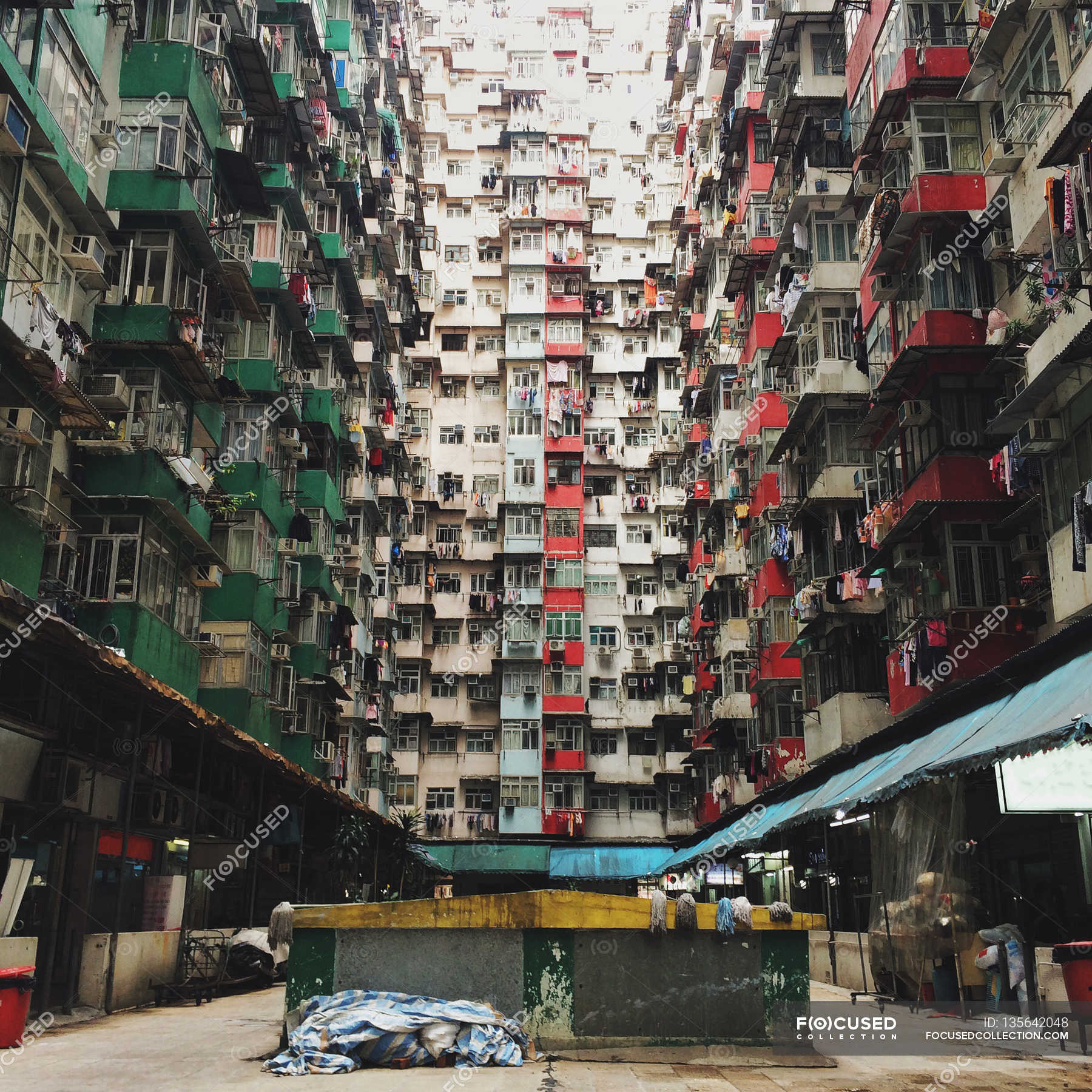 apartment-building-in-china-built-structure-bottom-view-stock