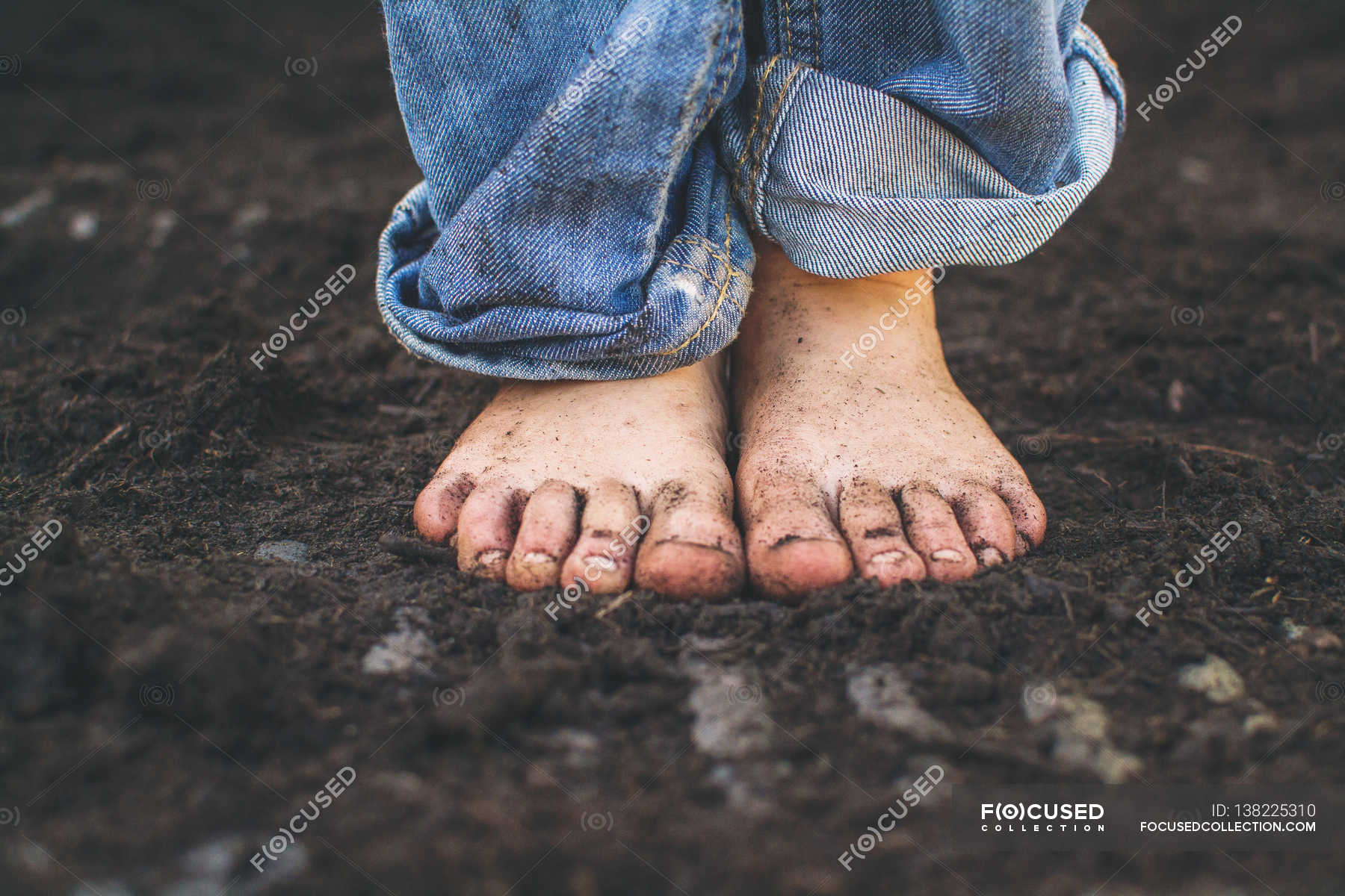 Boy Barefoot Dirty Feet Stock Photo 138225310