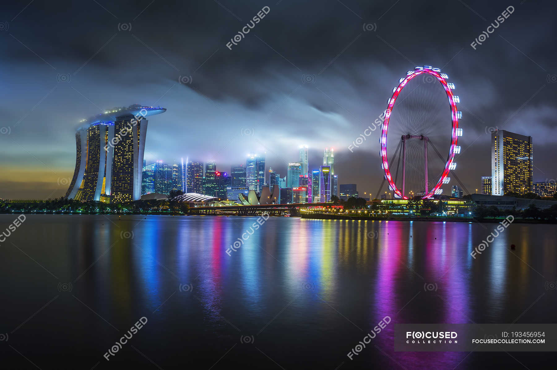 Singapore Skyline At Night