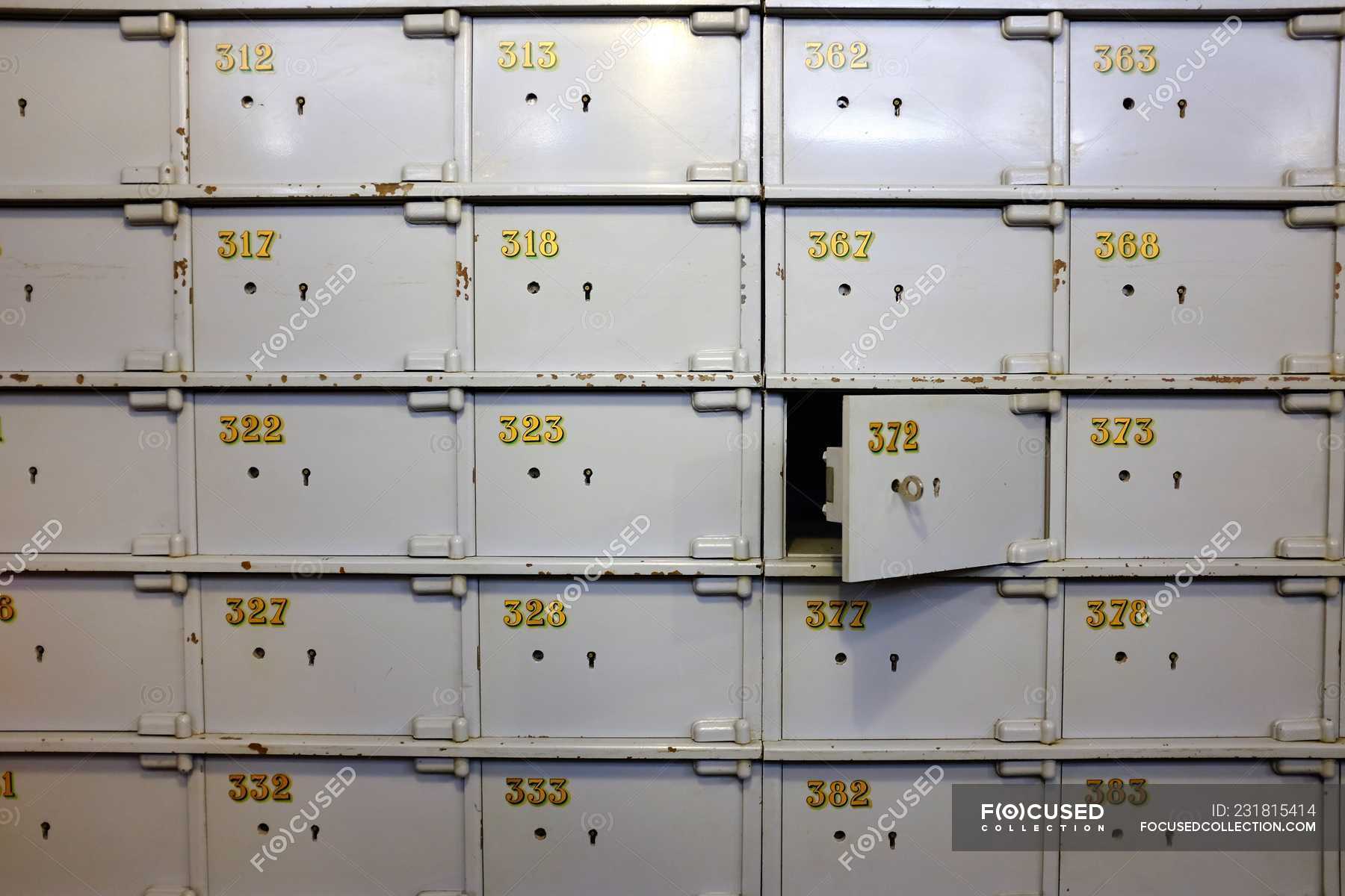 Closeup View Of Numbered Safe Deposit Boxes Indoors Abundance   Focused 231815414 Stock Photo Closeup View Numbered Safe Deposit 