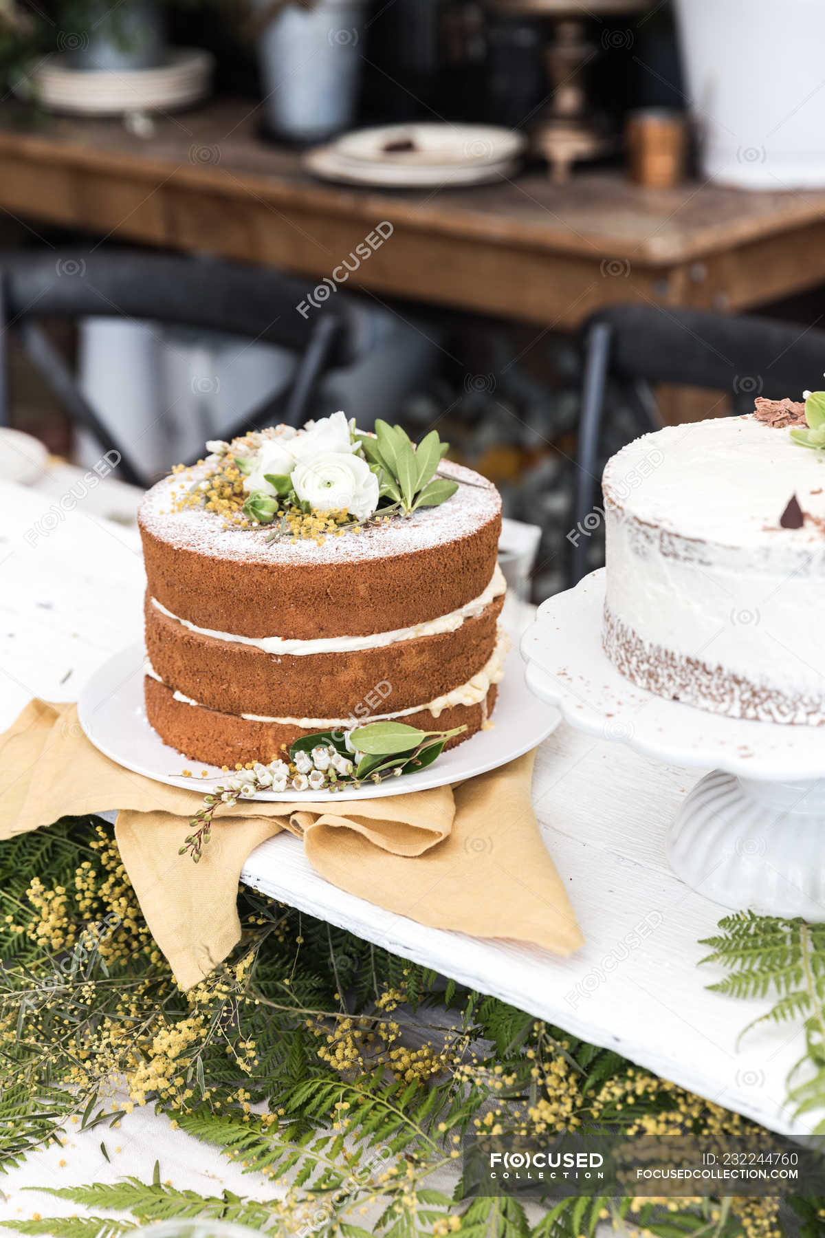 Triple Layer Victoria Sponge Cake Decorated With Flowers Side