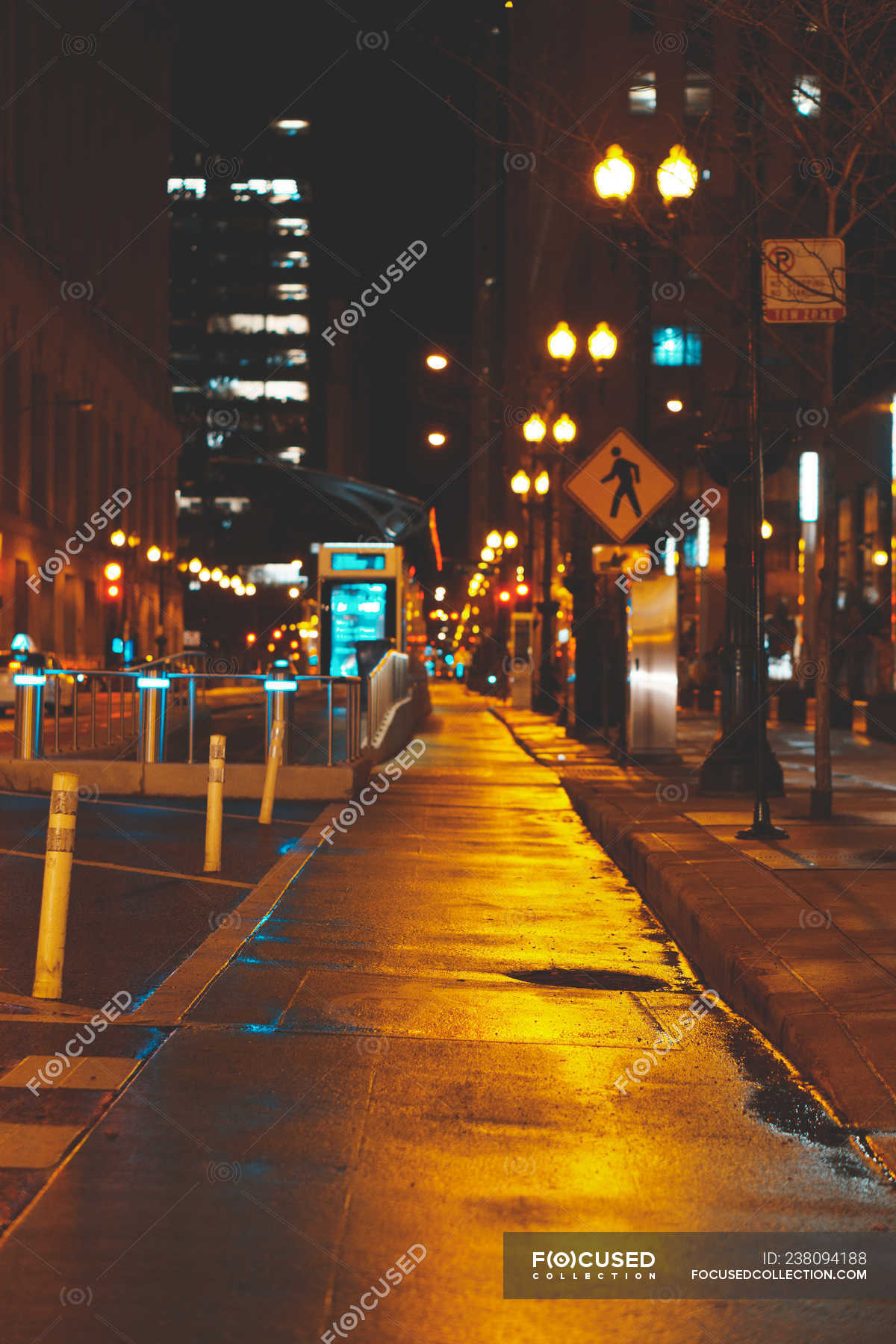 Empty City Street Sidewalk