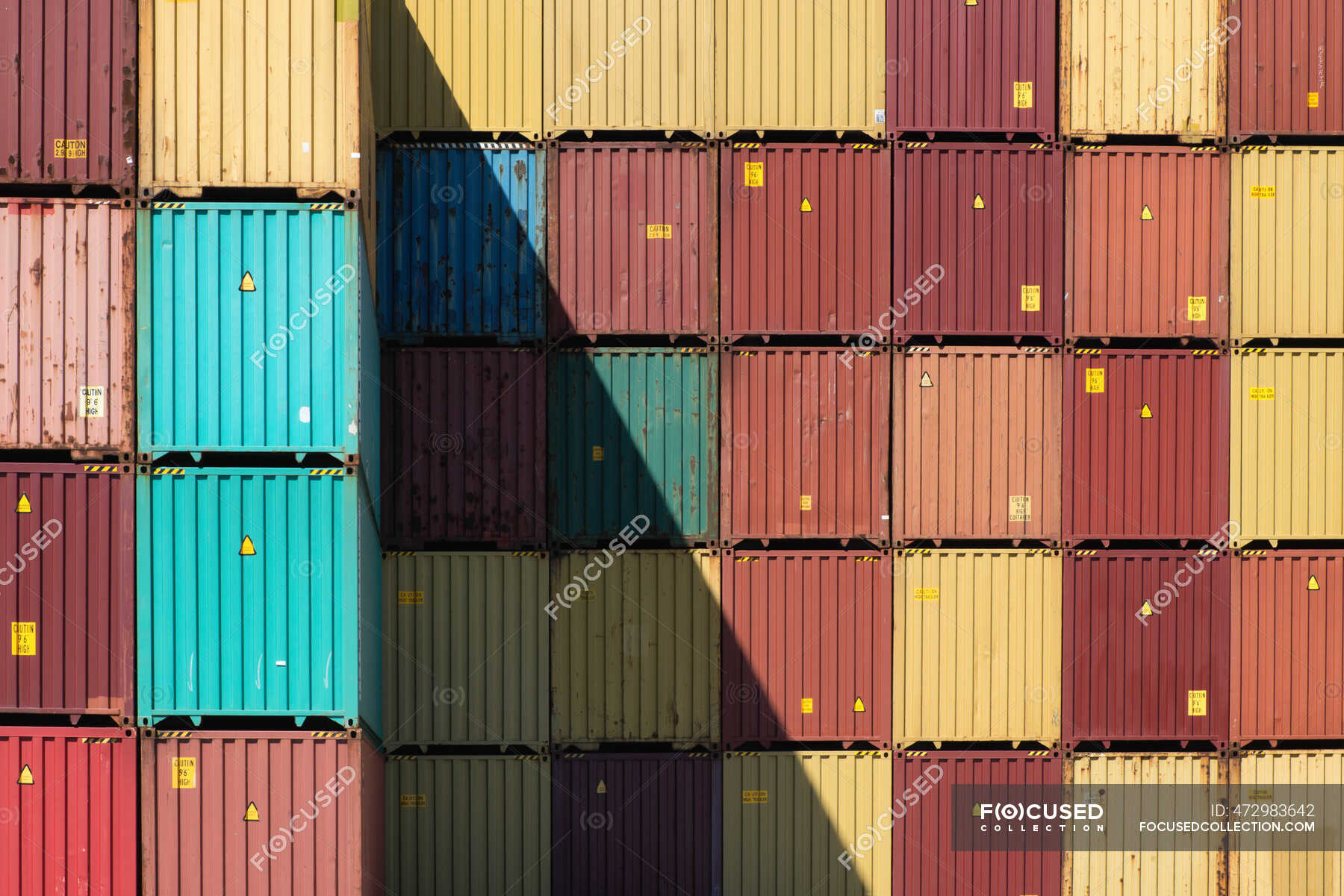 Container with cargo containers on the background of the sea. — close