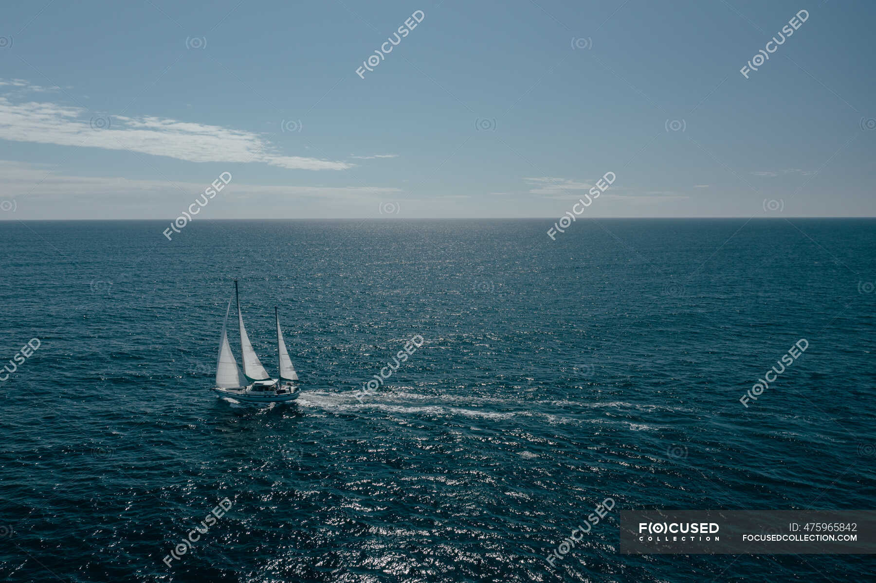 Sail boat sailing near Montauk, Long Island, The Hamptons, New York
