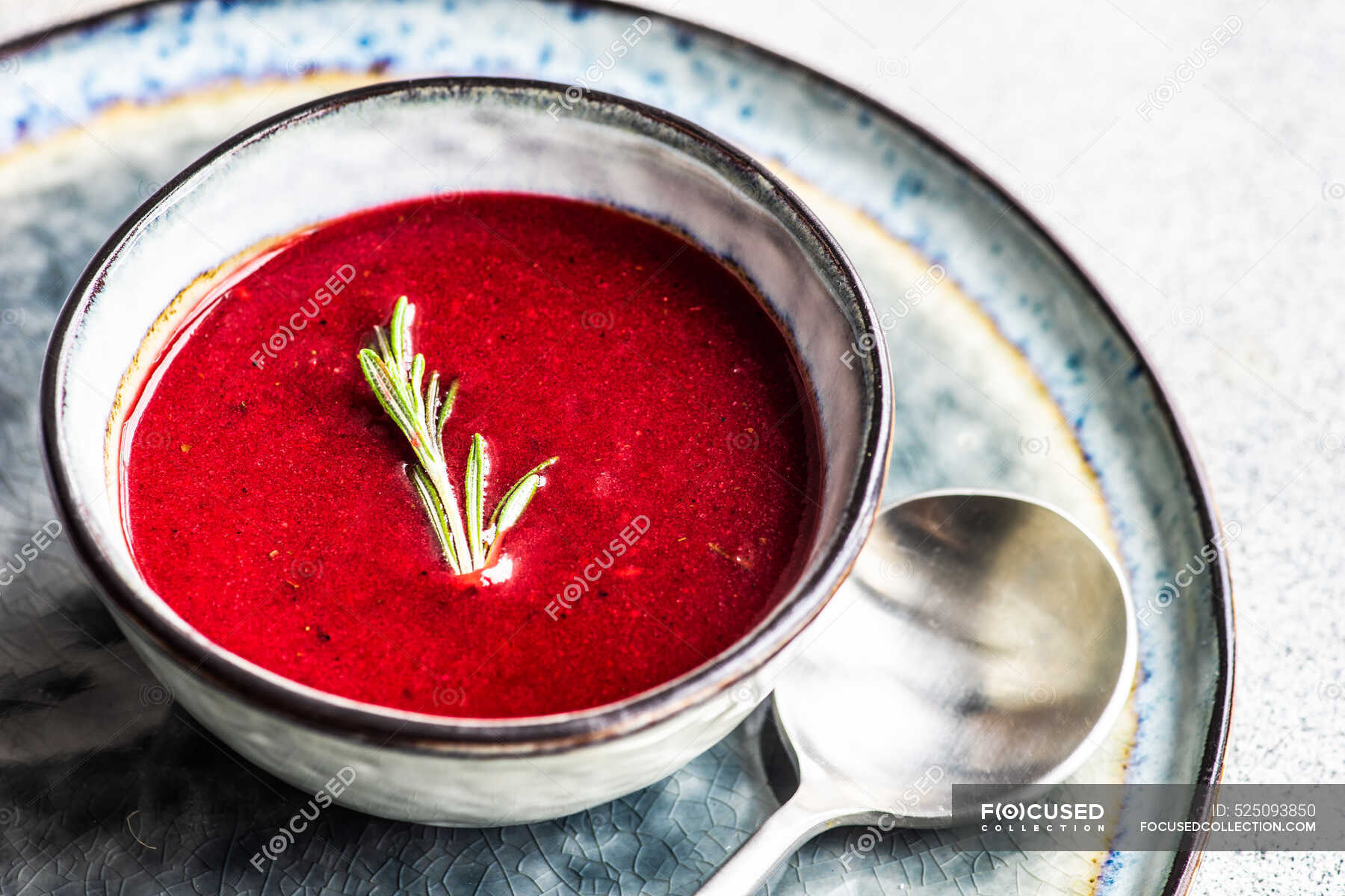 portion-of-creamy-beetroot-soup-served-on-table-cutlery-red-stock