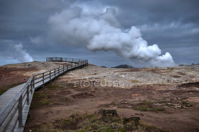 Hot springs with steam — Stock Photo