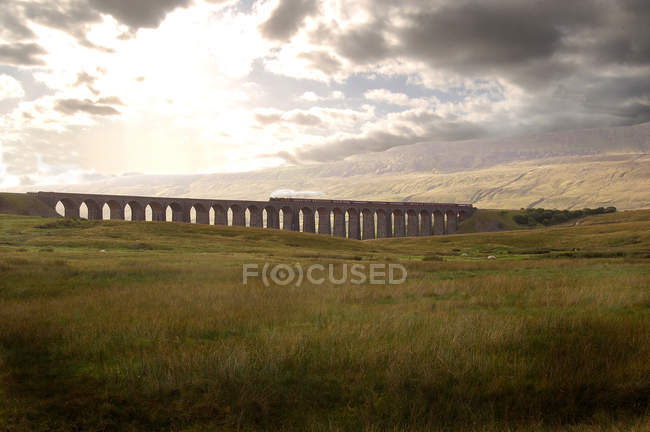 Tren de vapor que cruza Yorkshire Moors - foto de stock