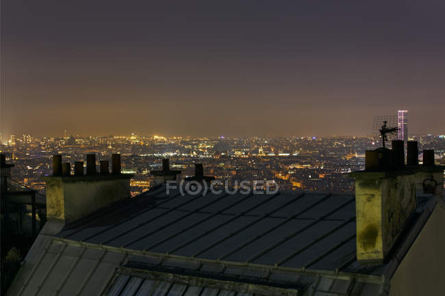 Pariser Skyline bei Nacht — Stockfoto