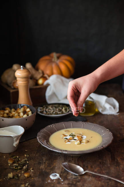Pumpkin cream soup — Stock Photo