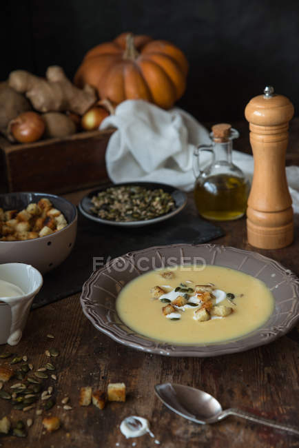 Pumpkin cream soup — Stock Photo