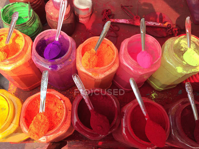 Colored powders for sale — Stock Photo