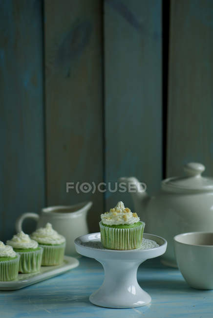 Cupcake e tè, primo piano — Foto stock