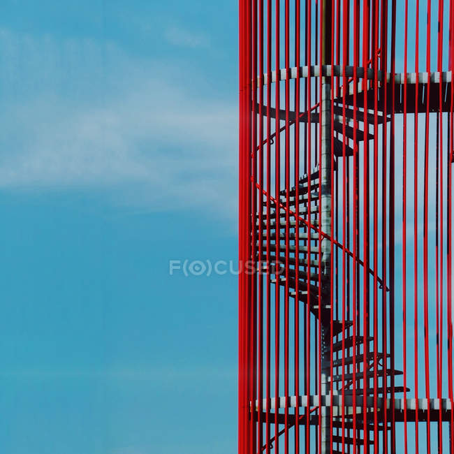 Red metal staircase — Stock Photo