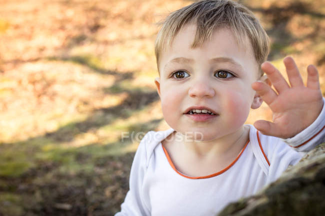 Retrato de criança acenando — Fotografia de Stock