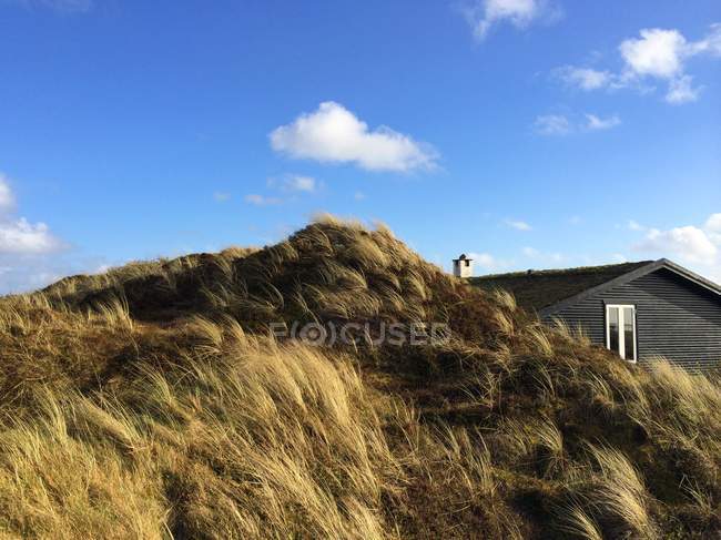 Summerhouse hidden in the dunes — Stock Photo