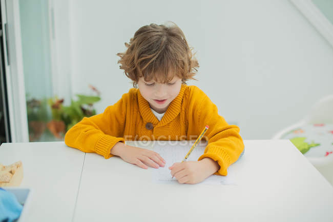 Rapaz a fazer trabalhos de casa — Fotografia de Stock
