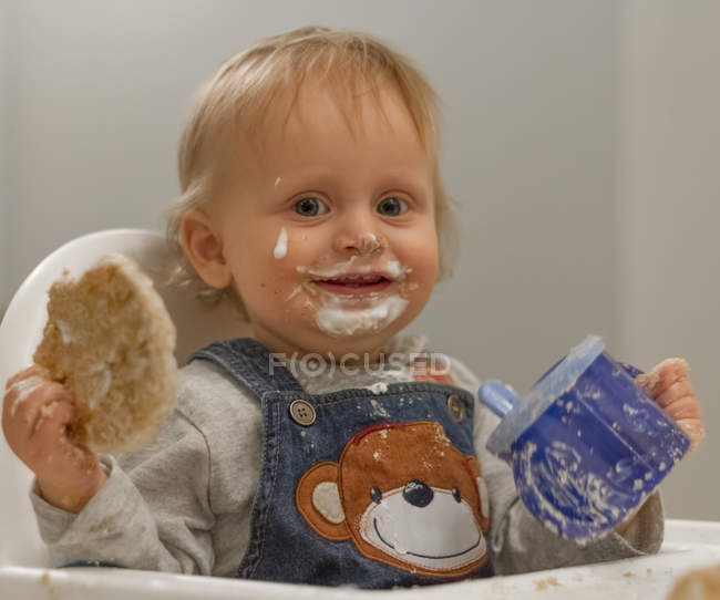 Messy baby boy — Stock Photo