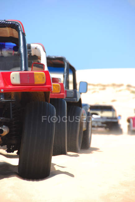 Beach buggies parked in row — Stock Photo