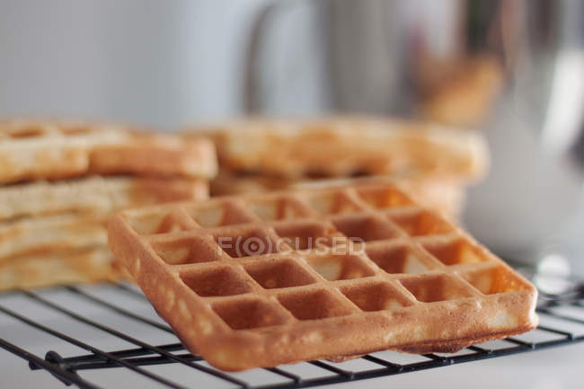 Fresh waffles, close up view — Stock Photo