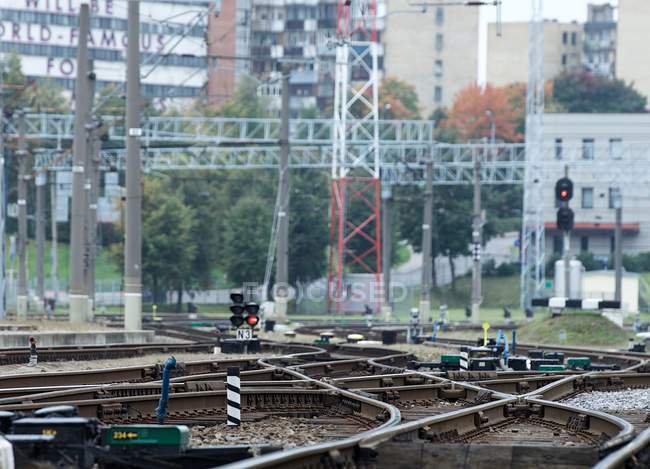 Railway tracks, Vilnius, Lithuania — Stock Photo