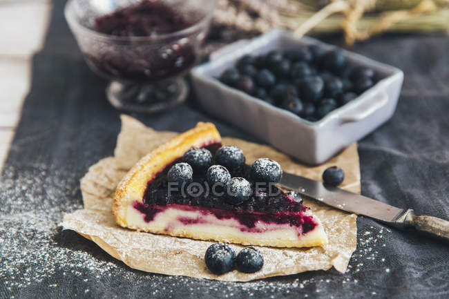 Blueberry pie with blueberries jam — Stock Photo