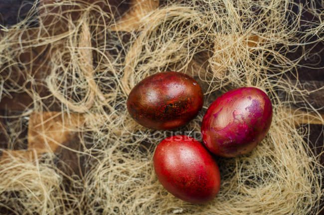 Red painted eggs — Stock Photo