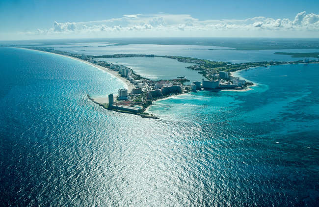 Vue aérienne du littoral de cancun — Photo de stock