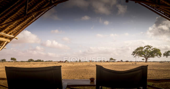 Cabine tenda com vista para o buraco de rega — Fotografia de Stock