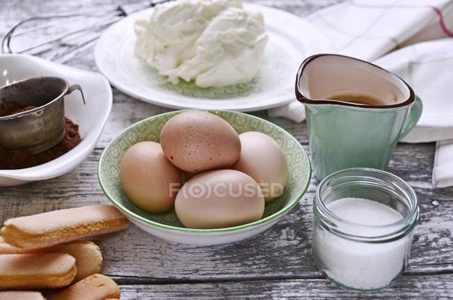 Інгредієнти для десерту тірамісу — стокове фото
