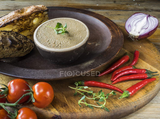 Liver paste with green plant — Stock Photo
