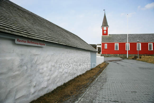 Vista panorâmica da igreja em Nuuk, Groenlândia — Fotografia de Stock