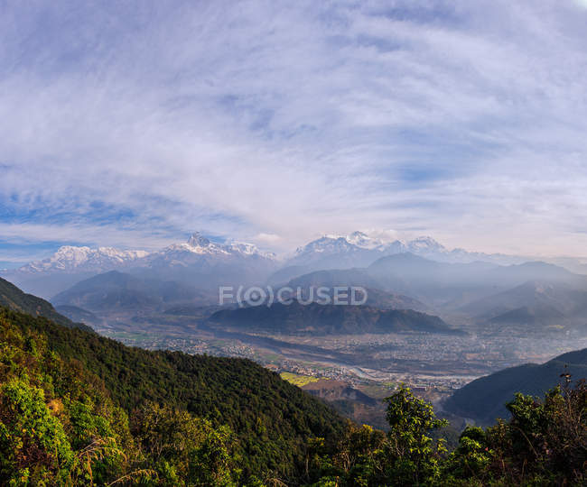 Scenic view of Annapurna Range from Sarangkot village, Nepal — Stock Photo